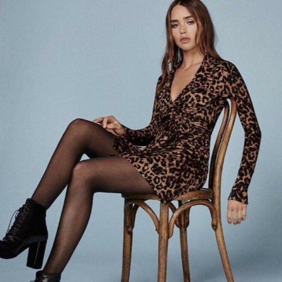 REFORMATION leopard shaun growl wrap mini dress XS - Picture 5 of 5